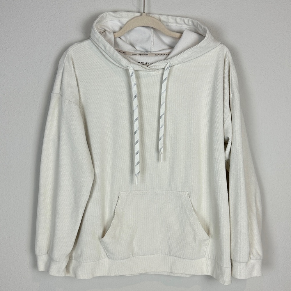 Andrew Marc New York White Textured Hoodie L